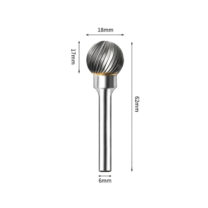 SD 18*17mm Ball Carbide Burr 6mm Shank 62mm Long Rotary File Bit - Da Blacksmith