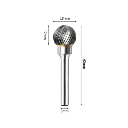 SD 18*17mm Ball Carbide Burr 6mm Shank 62mm Long Rotary File Bit - Da Blacksmith